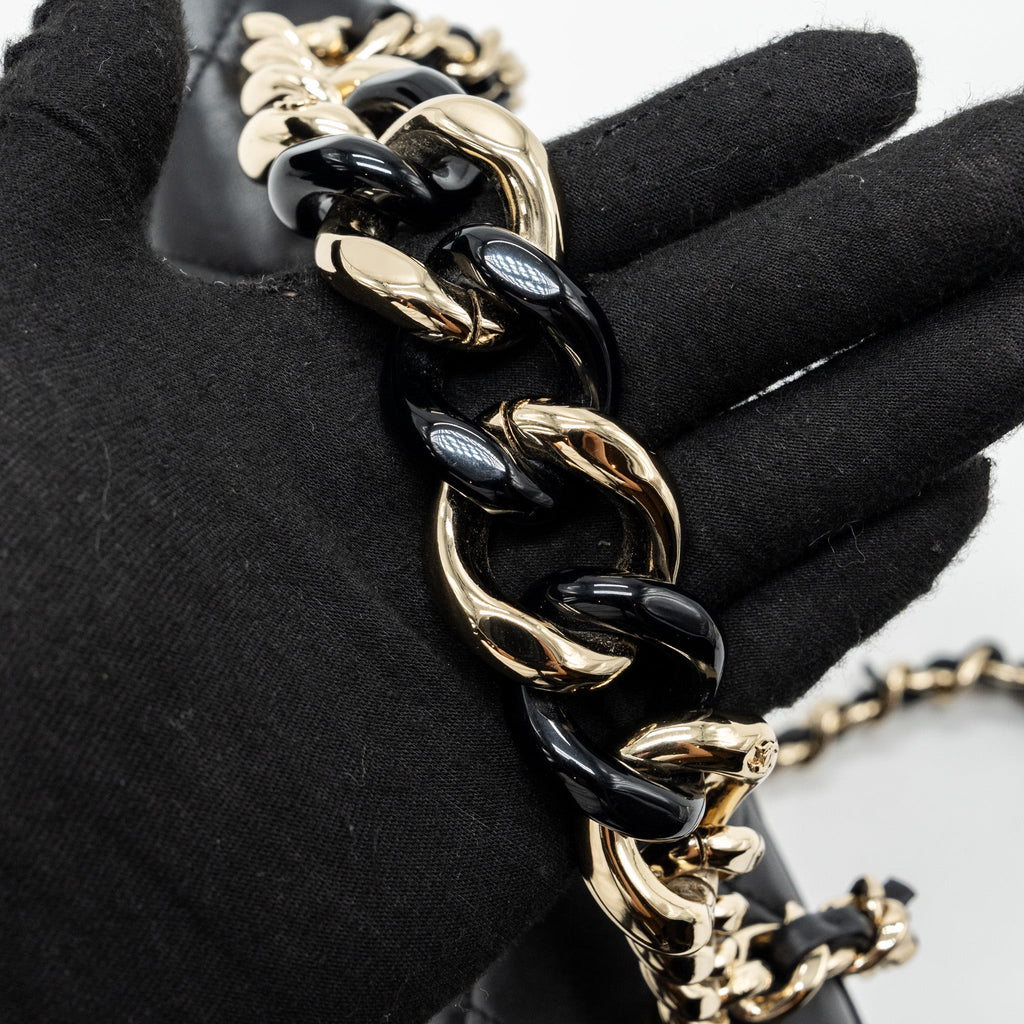 CHANEL GIANT CHAIN FLAP BAG LAMBSKIN BLACK MULTICOLOUR HARDWARE(MICROCHIP)