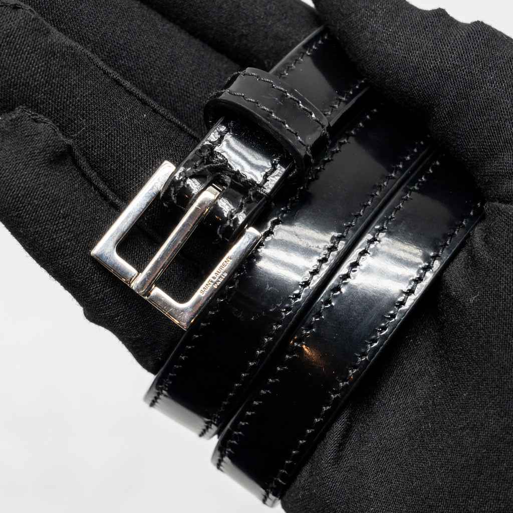SAINT LAURENT MINI MANHATTAN SHOULDER BAG SHINY CALFSKIN BLACK SHW