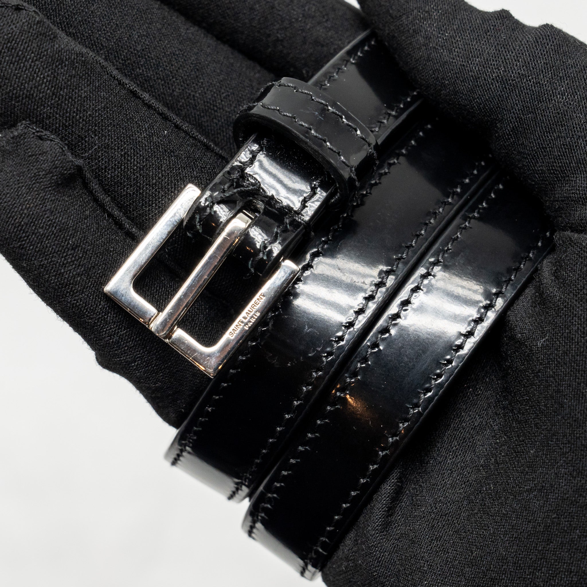 SAINT LAURENT MINI MANHATTAN SHOULDER BAG SHINY CALFSKIN BLACK SHW