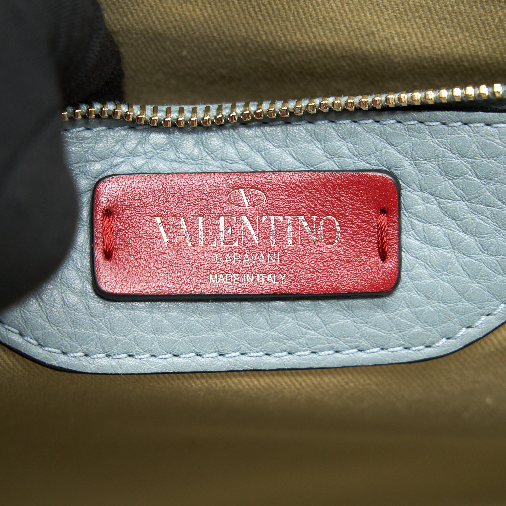 VALENTINO CALFSKIN TOTE BAG LIGHT BLUE