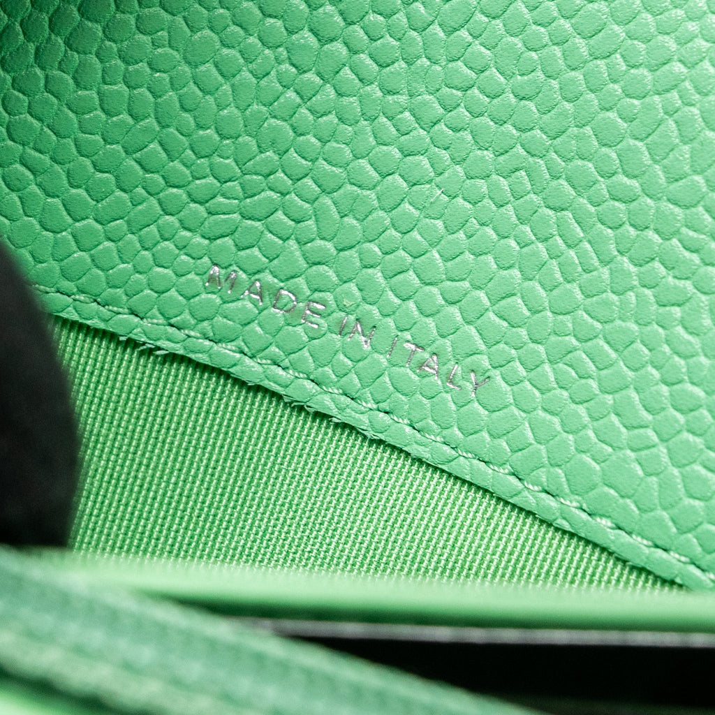 CHANEL CLASSIC FLAP WALLET CHEVRON CAVIAR GREEN SHW