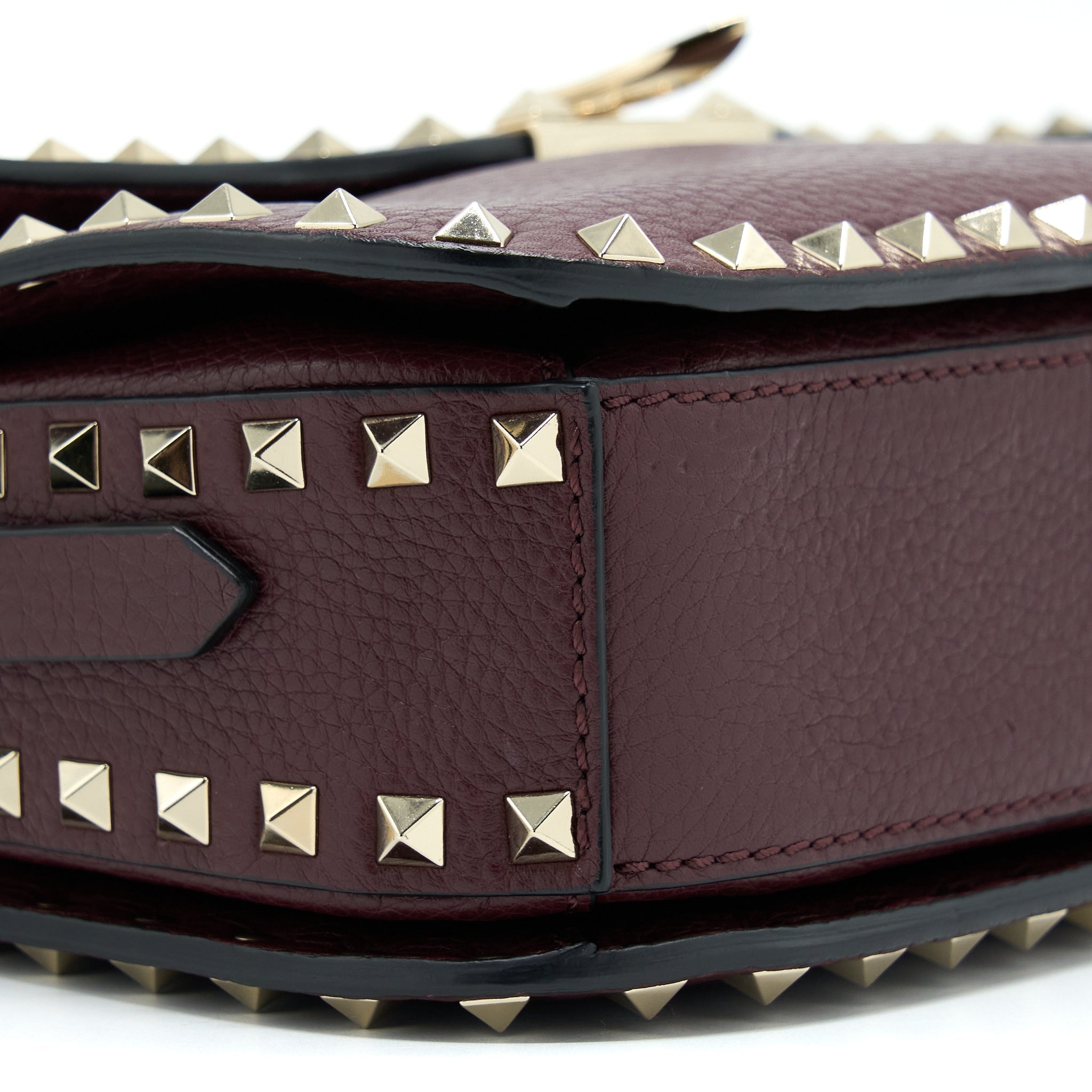 VALENTINO ROCKSTUD FLAP CROSSBODY BAG DARK RED LGHW
