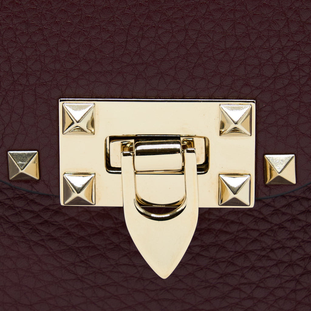 VALENTINO ROCKSTUD FLAP CROSSBODY BAG DARK RED LGHW