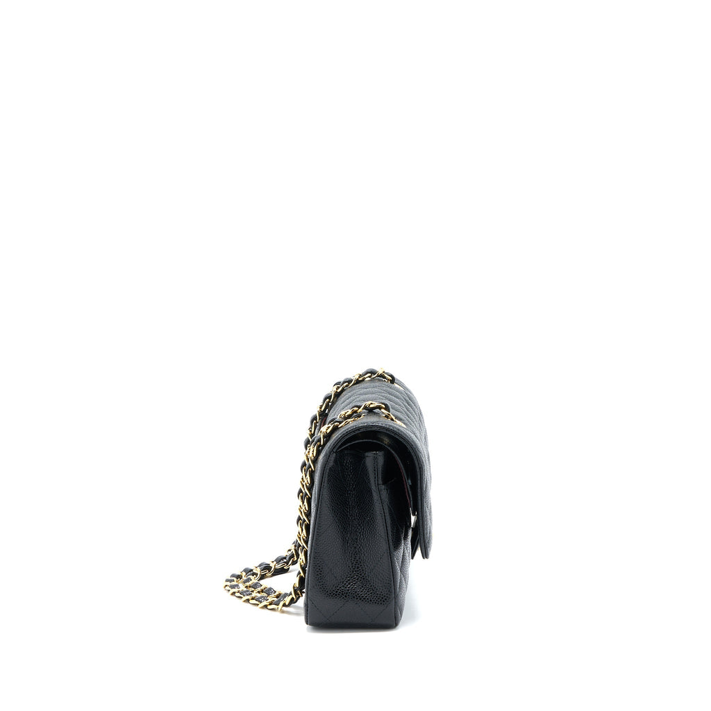 CHANEL MEDIUM CLASSIC DOUBLE FLAP BAG CAVIAR BLACK GHW (MICROCHIP)