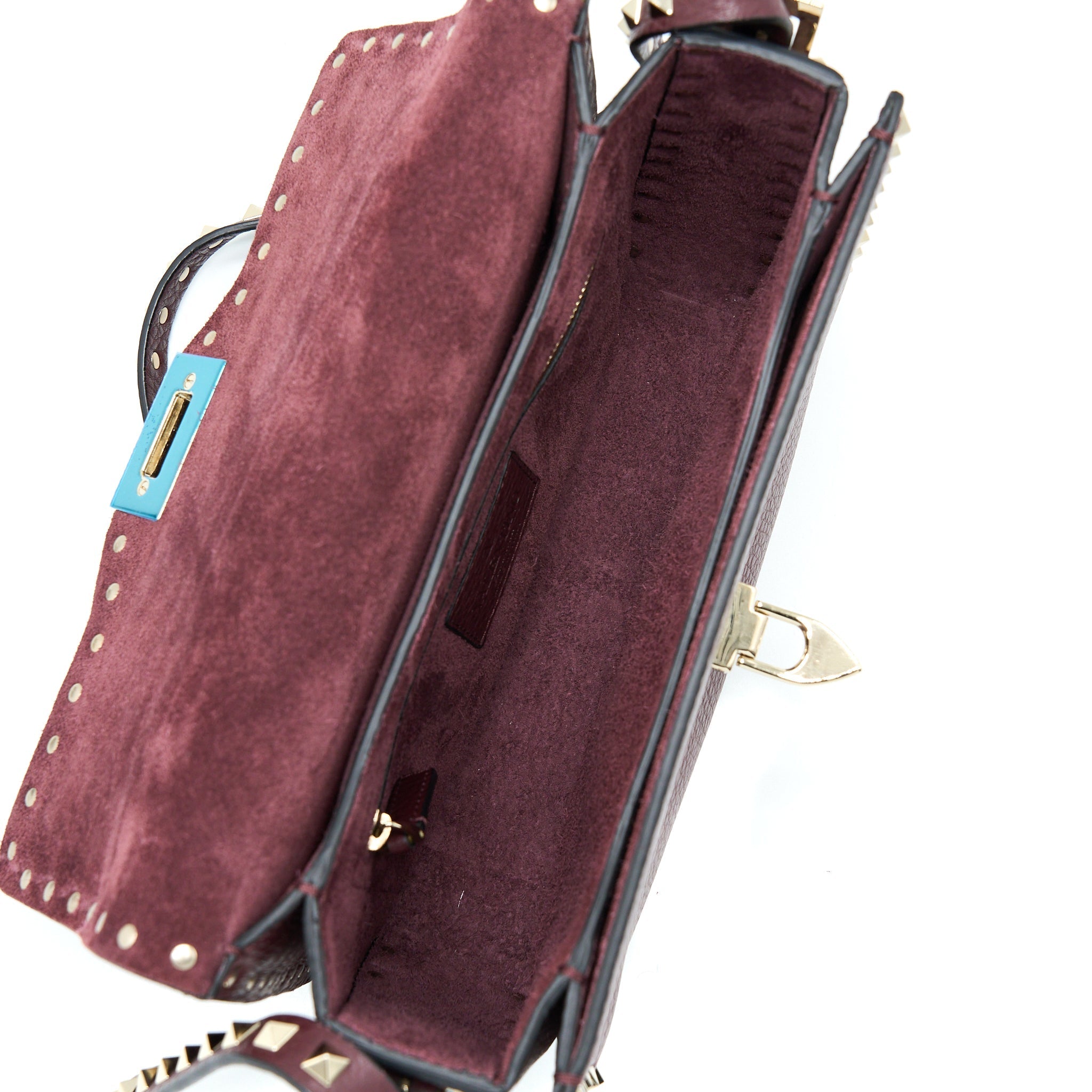 VALENTINO ROCKSTUD FLAP CROSSBODY BAG DARK RED LGHW