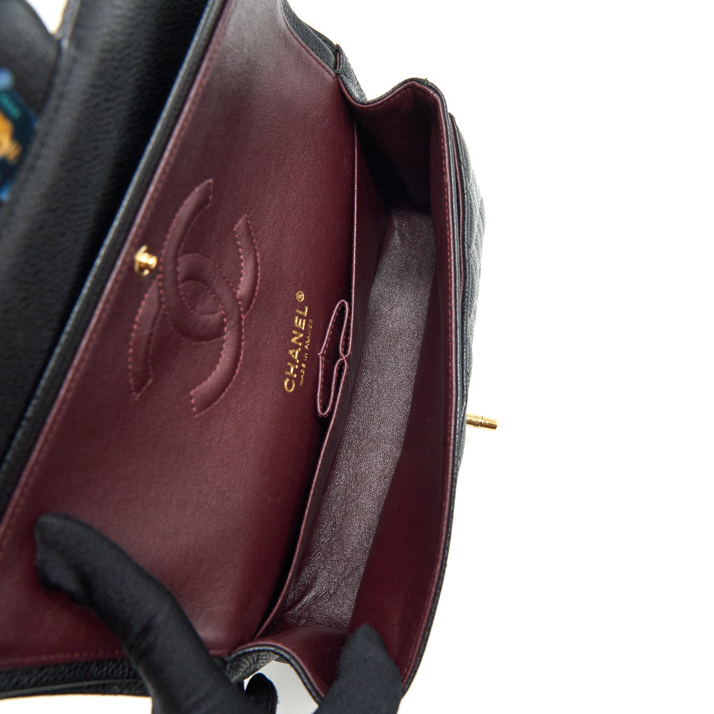 CHANEL MEDIUM CLASSIC DOUBLE FLAP BAG CAVIAR BLACK GHW
