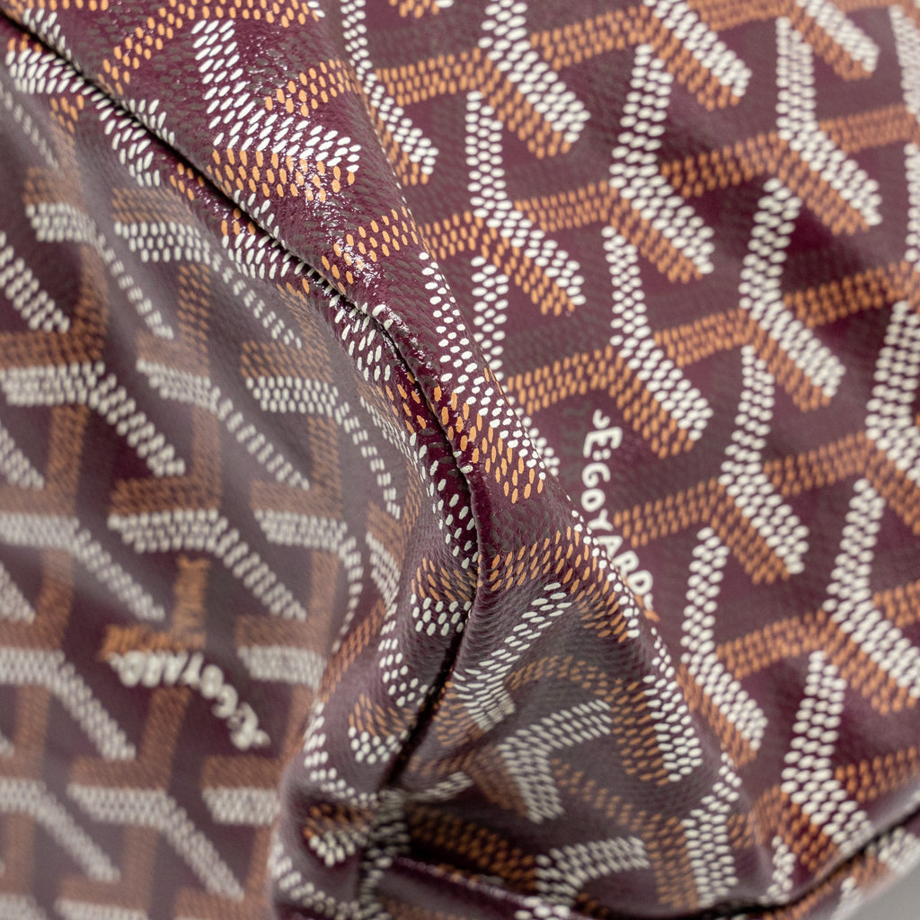 GOYARD BOHEME HOBO BAG GOYARDINE CANVAS/CALFSKIN BURGUNDY SHW