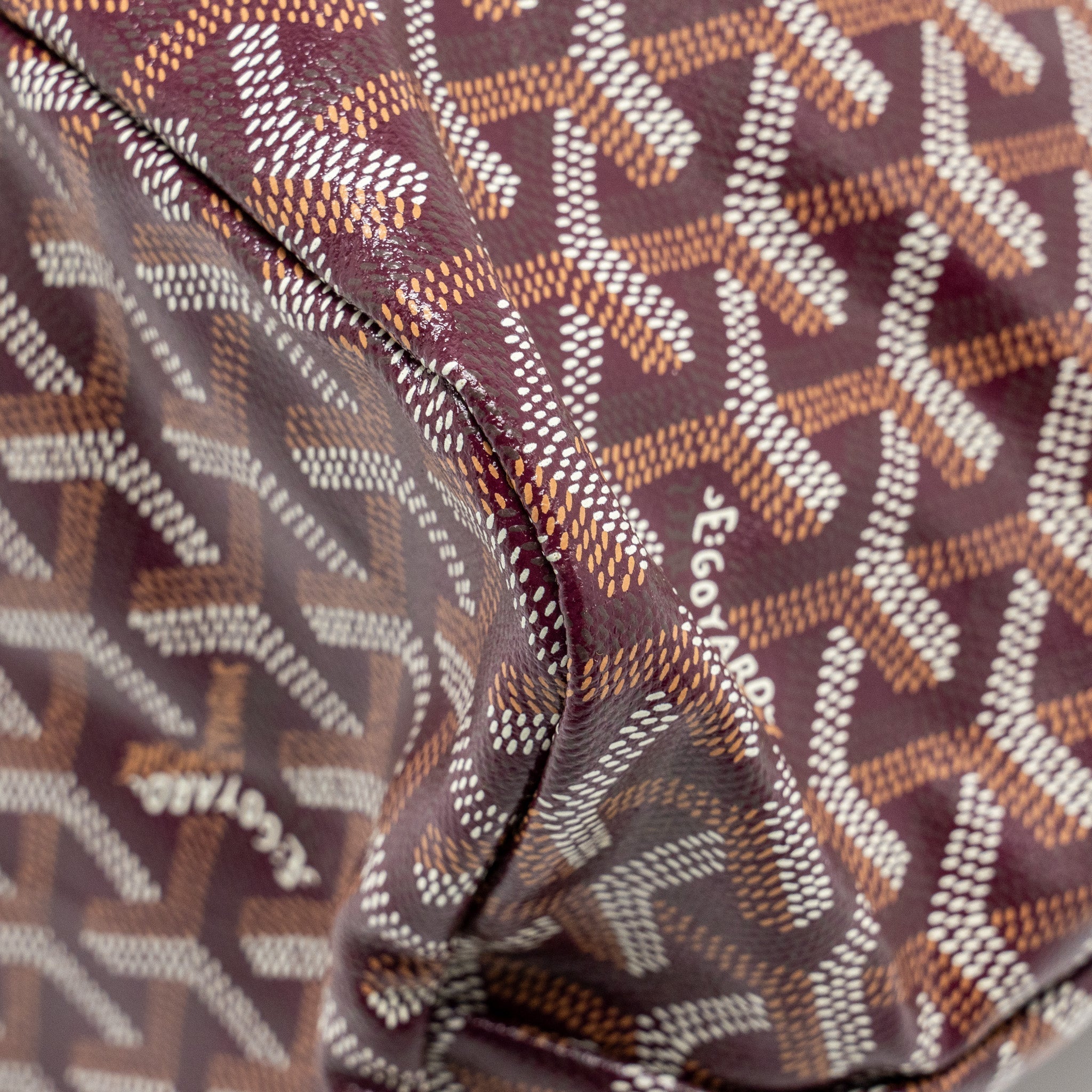 GOYARD BOHEME HOBO BAG GOYARDINE CANVAS/CALFSKIN BURGUNDY SHW