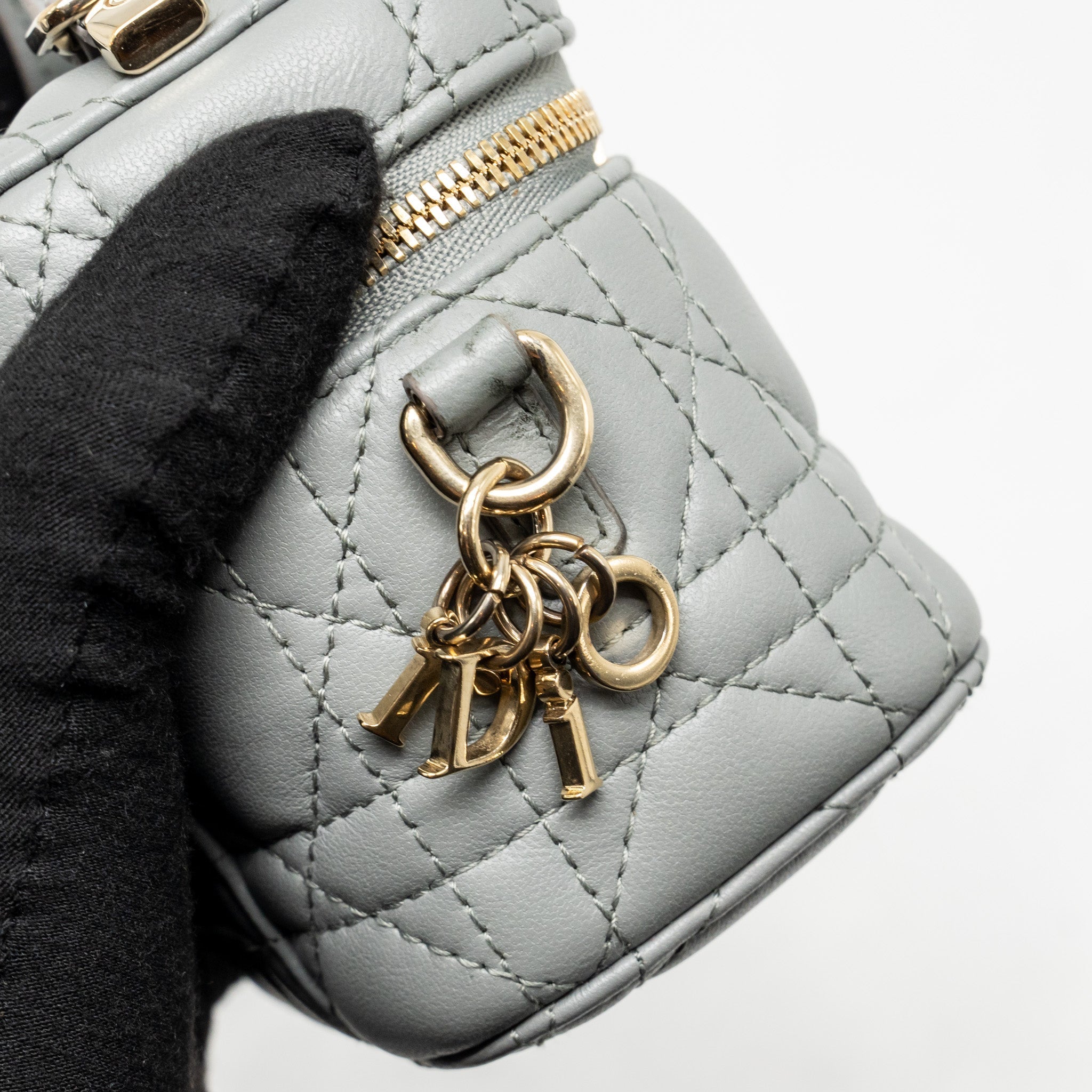 DIOR MICRO LADY DIOR VANITY CASE LAMBSKIN BLUE LGHW