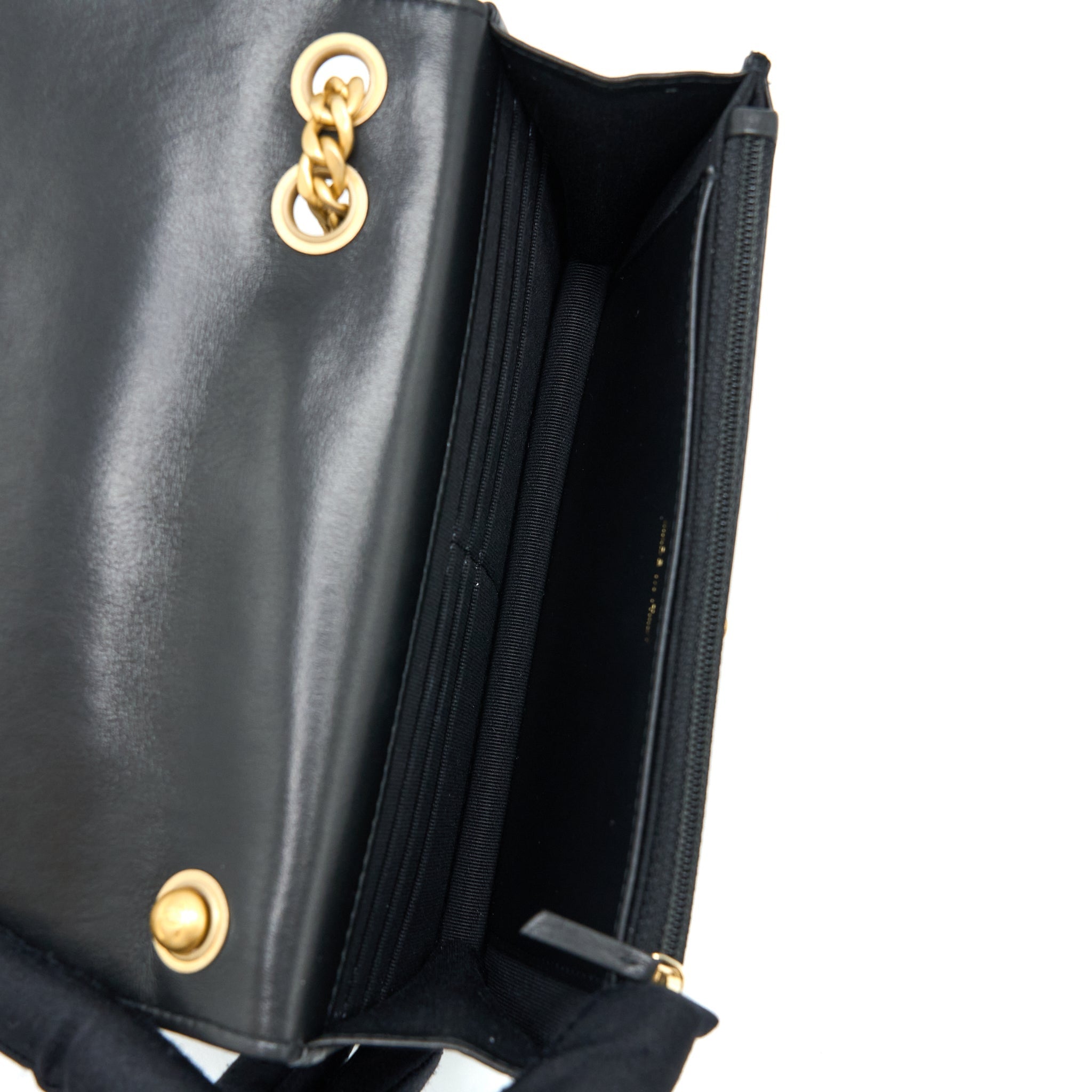 CHANEL 22K GOLD PILLAR WALLET ON CHAIN LAMBSKIN BLACK GHW