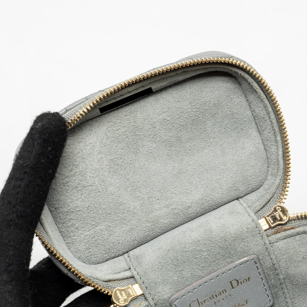 DIOR MICRO LADY DIOR VANITY CASE LAMBSKIN BLUE LGHW