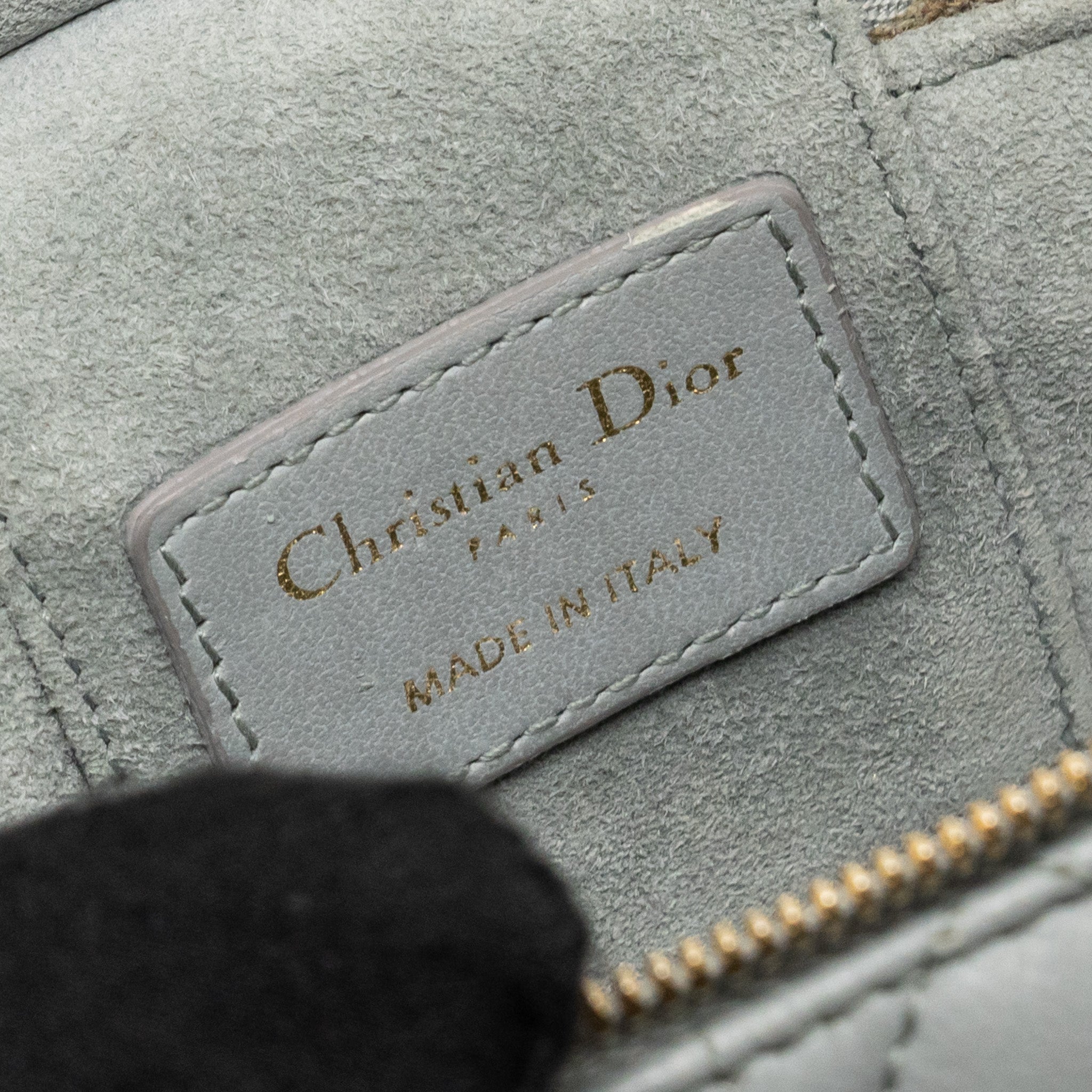 DIOR MICRO LADY DIOR VANITY CASE LAMBSKIN BLUE LGHW