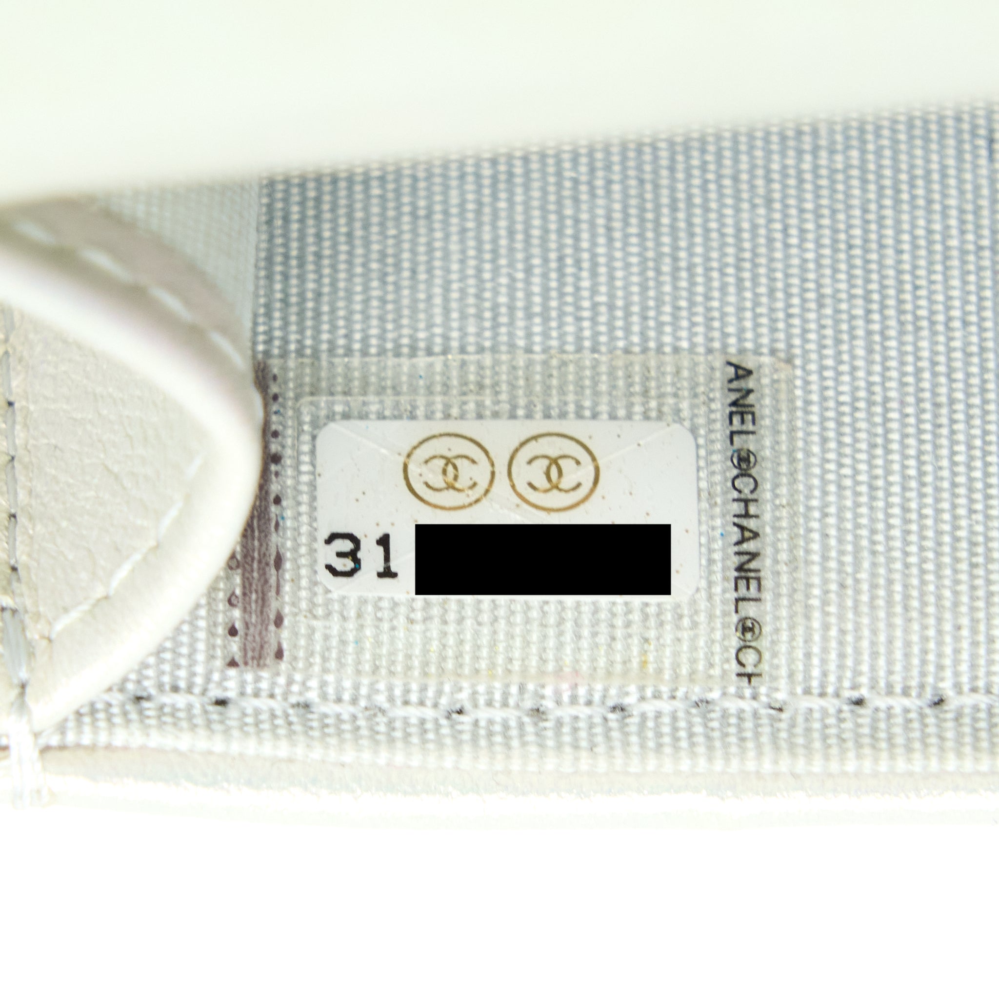 CHANEL 19 PHONE POUCH WITH CHAIN IRIDESCENT WHITE GHW