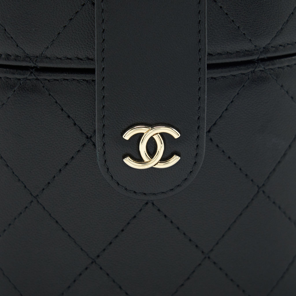 CHANEL SMALL VANITY WITH CHAIN LAMBSKIN BLACK LGHW