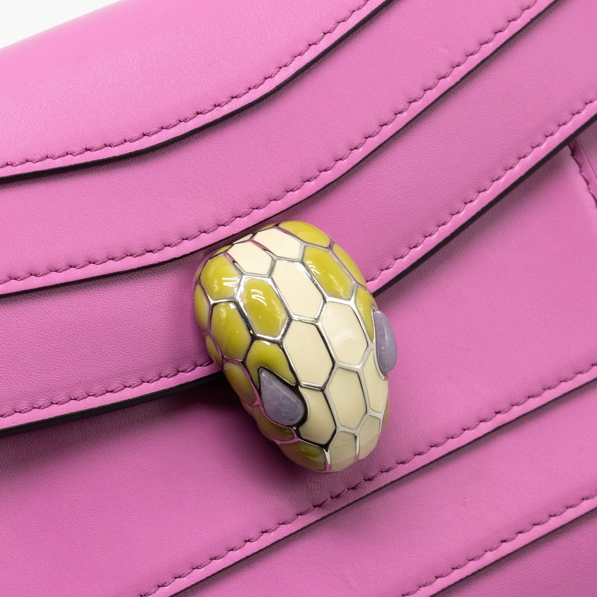 BVLGARI SERPENTI FOREVER CLUTCH WITH CHAIN CALFSKIN PINK SHW