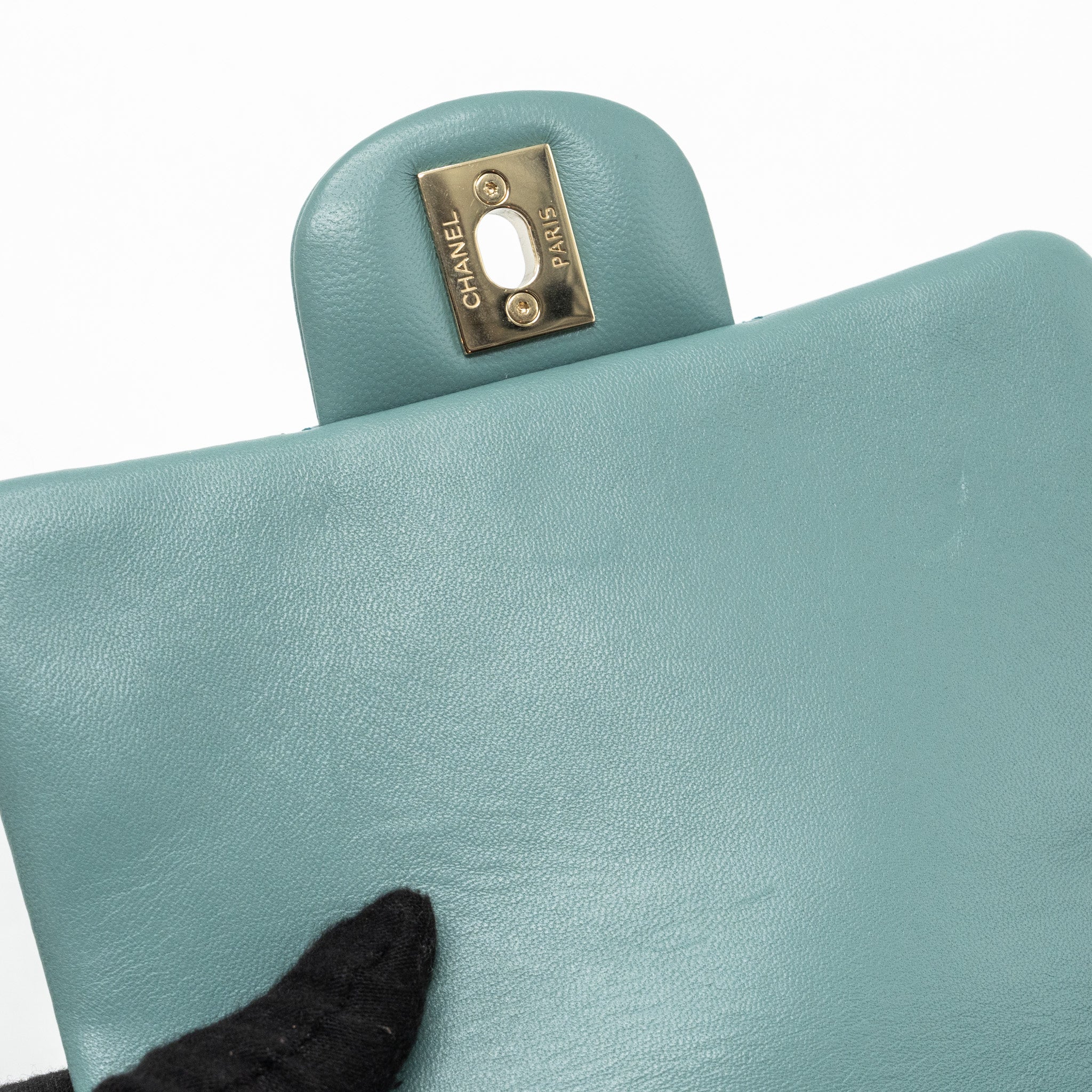 CHANEL CLASSIC MINI SQUARE FLAP BAG LAMBSKIN GREEN LGHW (MICROCHIP)