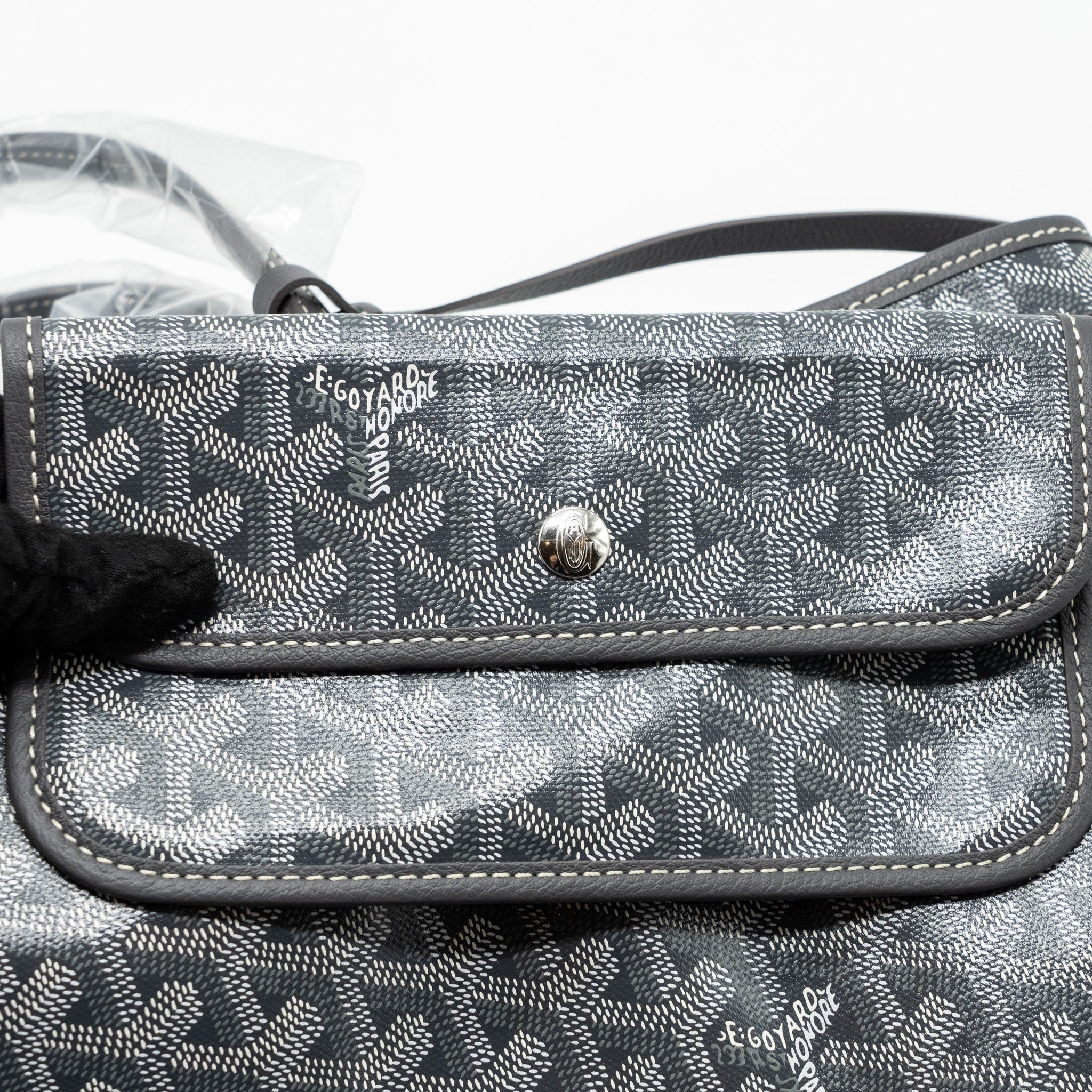 GOYARD SAINT LOUIS PM TOTE BAG CANVAS/ CALFSKIN GREY SHW
