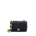 CHANEL 22S GIANT CHAIN FLAP SHOULDER BAG DENIM DARK BLUE BRUSHED GHW (MICROCHIP)