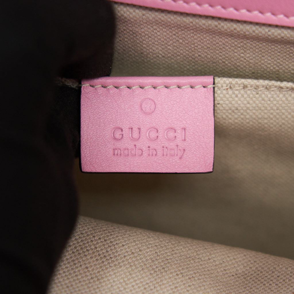 GUCCI DIONYSUS BAMBOO TOP HANDLE BAG EMBROIDERED LEATHER MEDIUM PINK