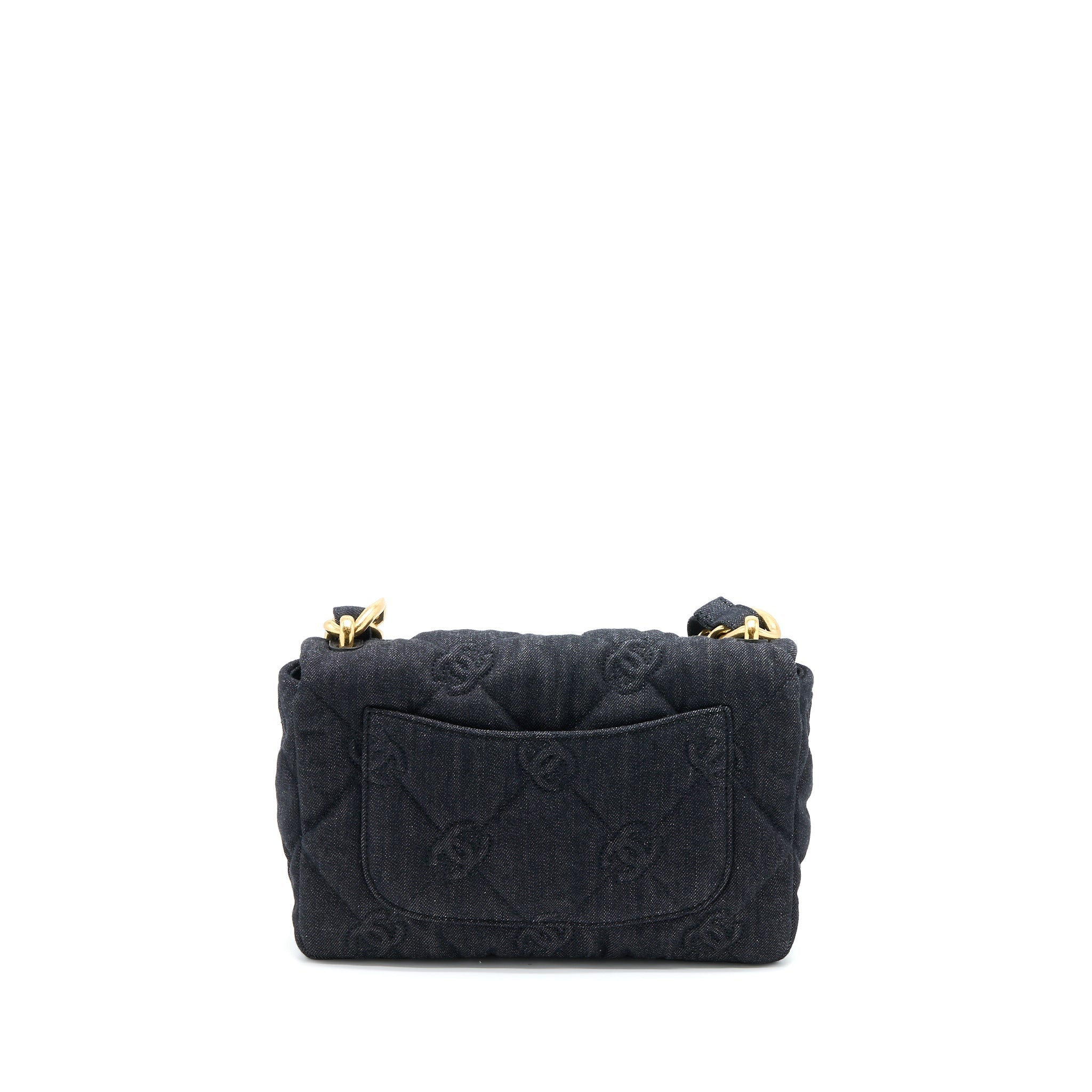 CHANEL 22S GIANT CHAIN FLAP SHOULDER BAG DENIM DARK BLUE BRUSHED GHW (MICROCHIP)
