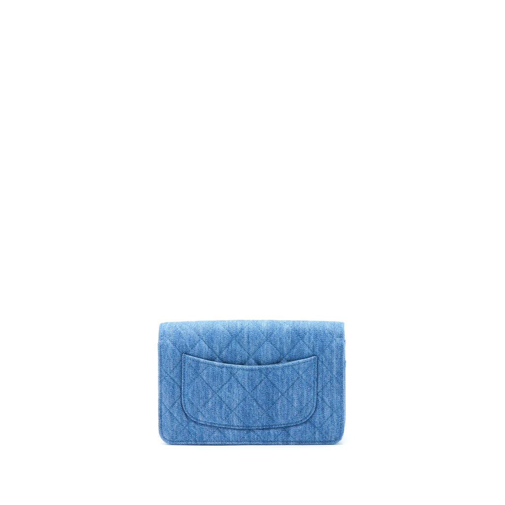CHANEL PEARL CRUSH WALLET ON CHAIN DENIM GHW (MICROCHIP)