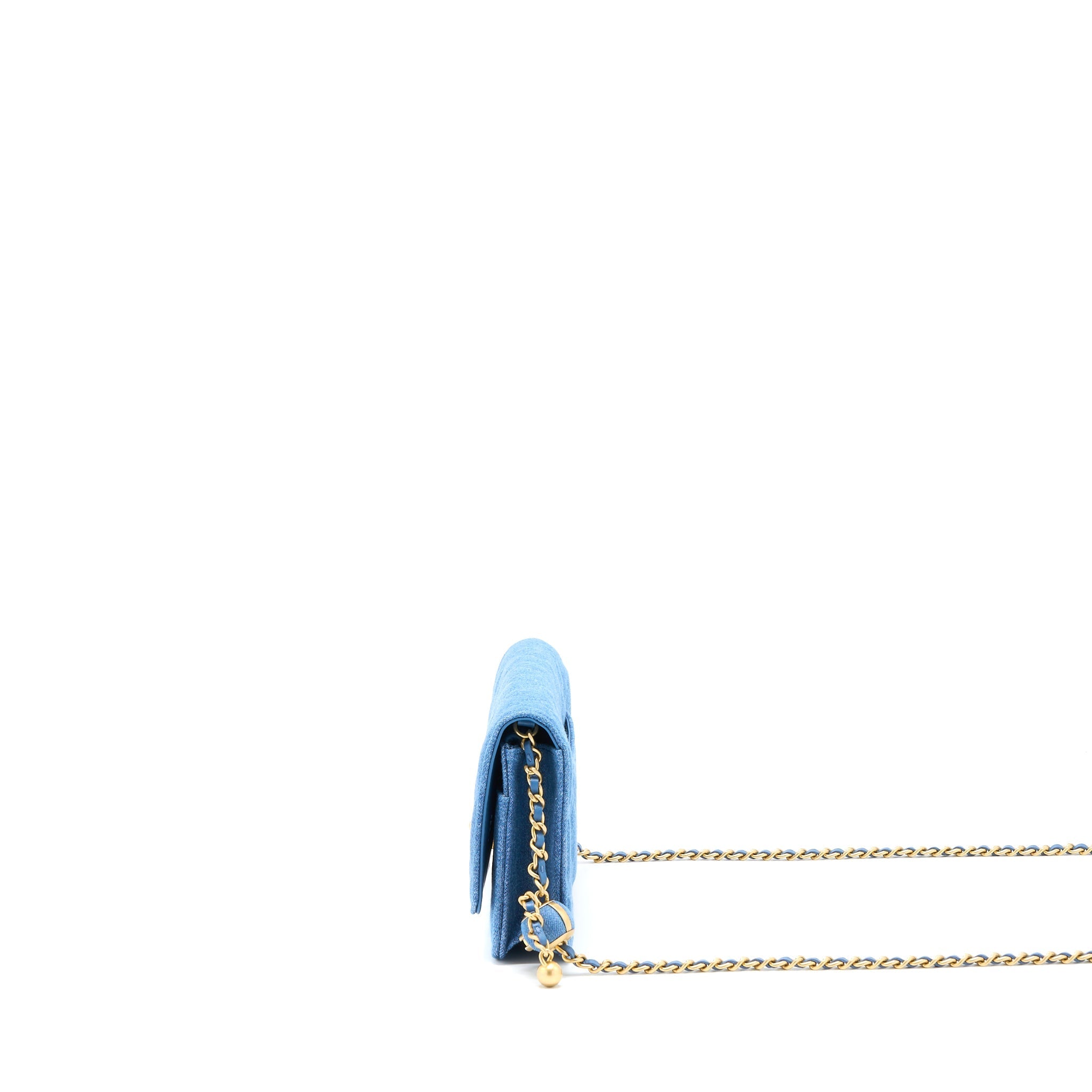 CHANEL PEARL CRUSH WALLET ON CHAIN DENIM GHW (MICROCHIP)