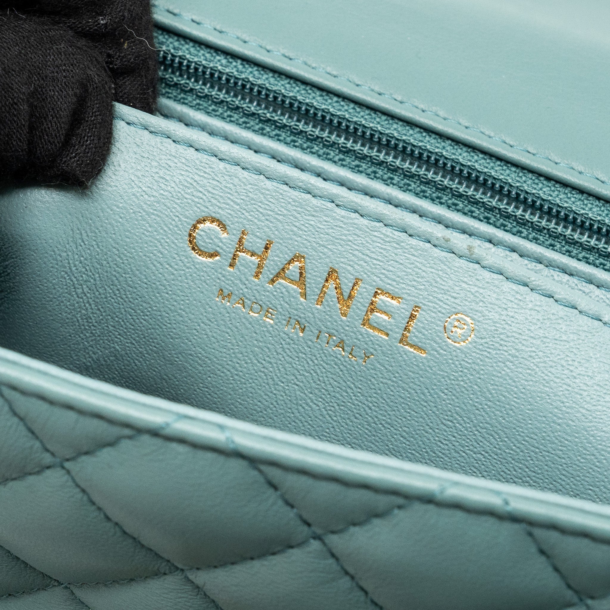 CHANEL CLASSIC MINI SQUARE FLAP BAG LAMBSKIN GREEN LGHW (MICROCHIP)