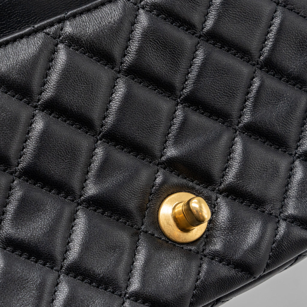 CHANEL PEARL CRUSH MINI SQUARE FLAP BAG LAMBSKIN BLACK GHW(MICROCHIP)