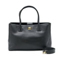 CHANEL CERF TOTE BAG GRAINED CALFSKIN BLACK GHW