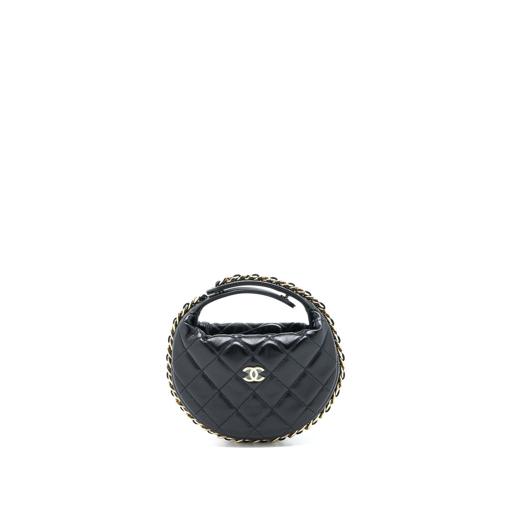 CHANEL 23C ROUND CRUISE POUCH LAMBSKIN BLACK LGHW (MICROCHIP)