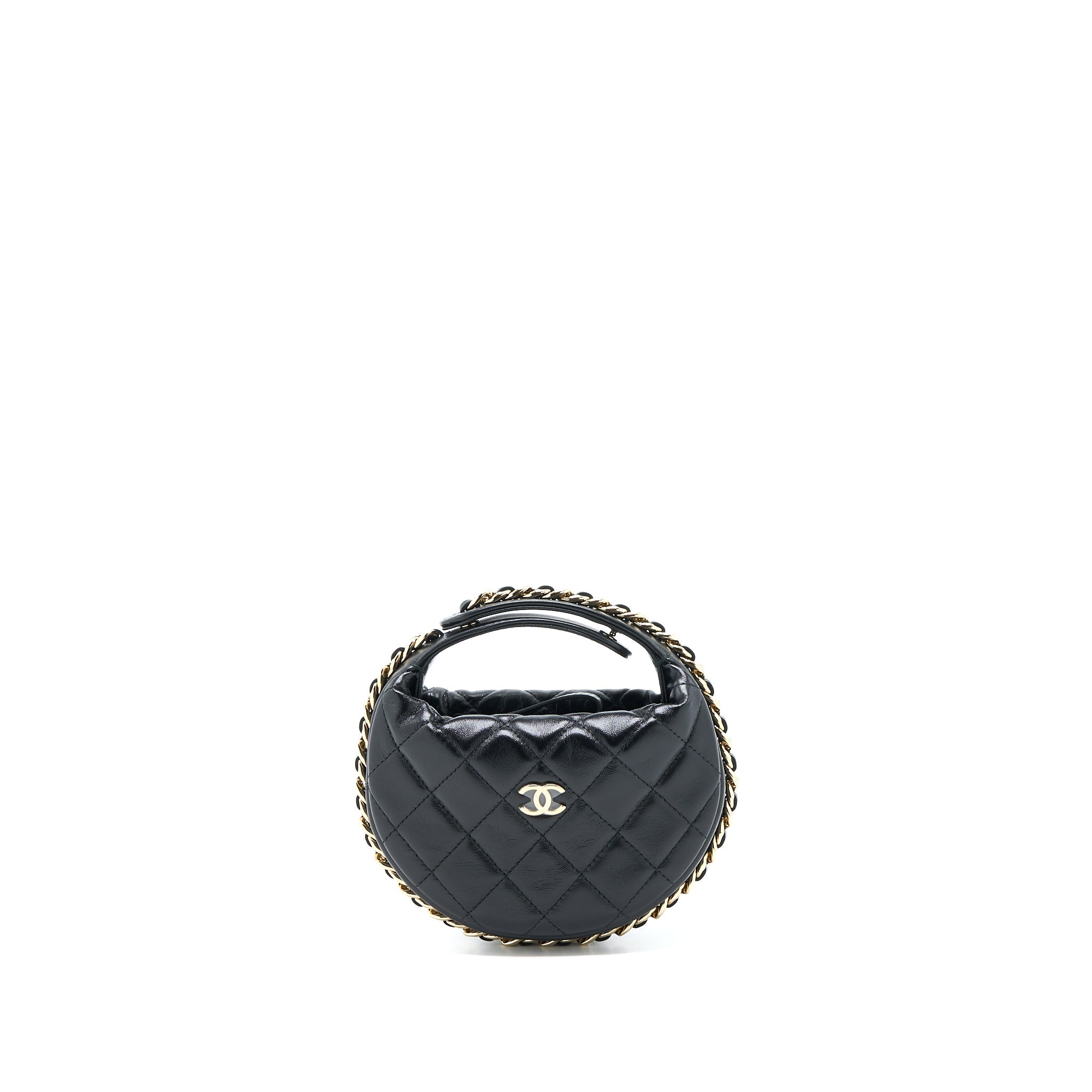 CHANEL 23C ROUND CRUISE POUCH LAMBSKIN BLACK LGHW (MICROCHIP)