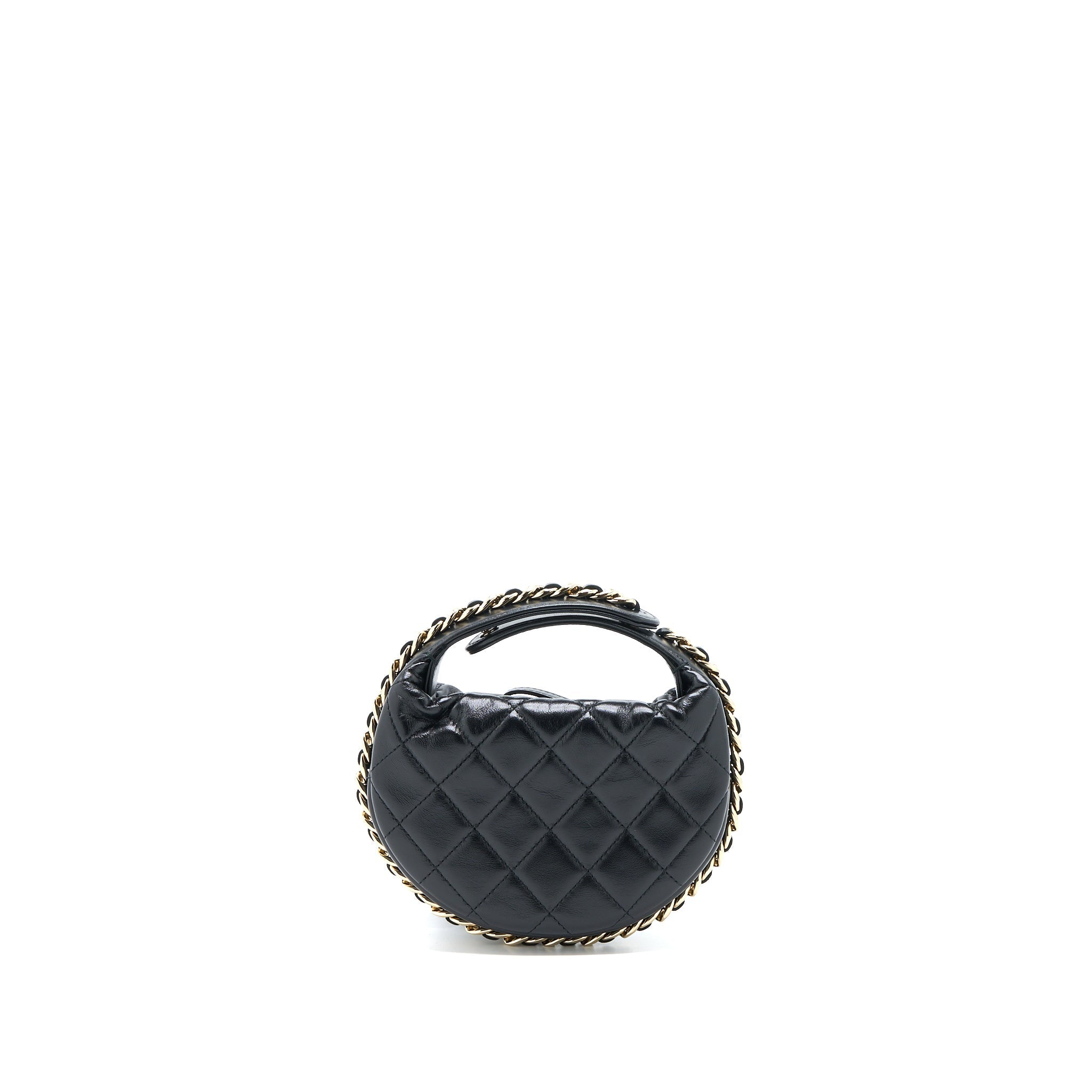 CHANEL 23C ROUND CRUISE POUCH LAMBSKIN BLACK LGHW (MICROCHIP)