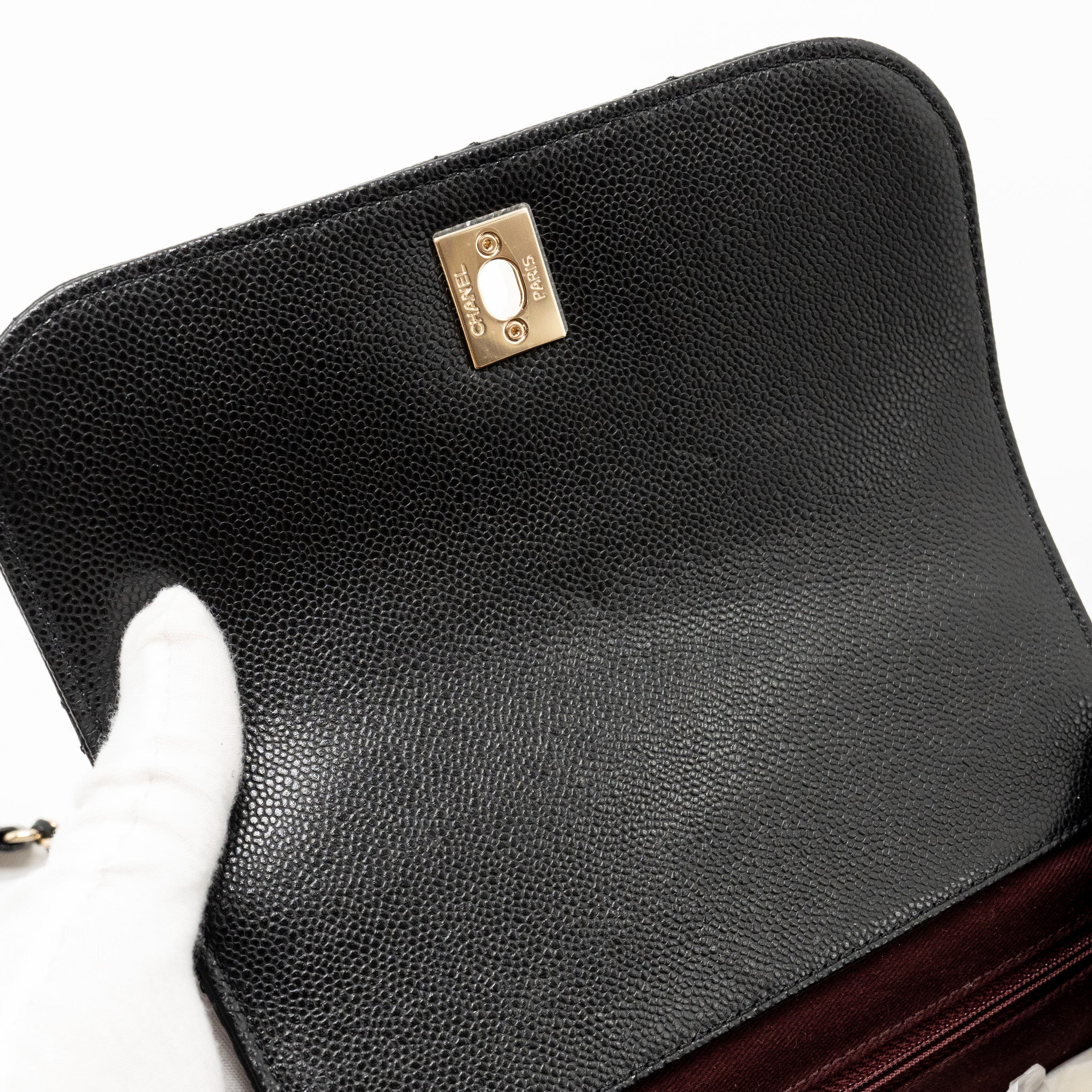 CHANEL SMALL BUSINESS AFFINITY CAVIAR BLACK LGHW (MICROCHIP)