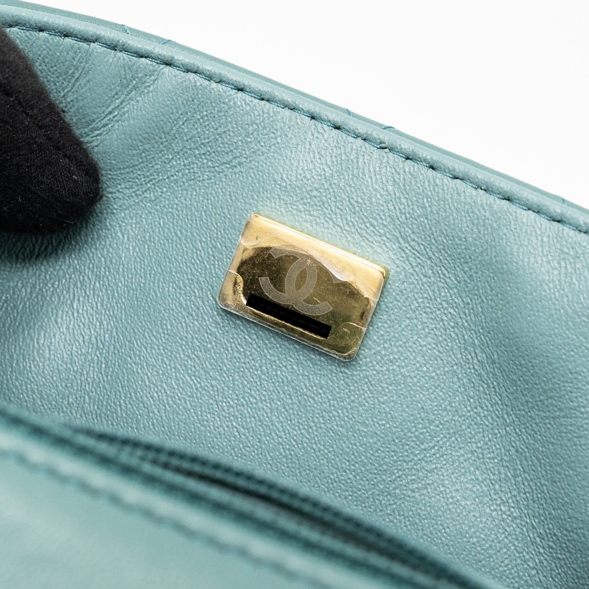 CHANEL CLASSIC MINI SQUARE FLAP BAG LAMBSKIN GREEN LGHW (MICROCHIP)