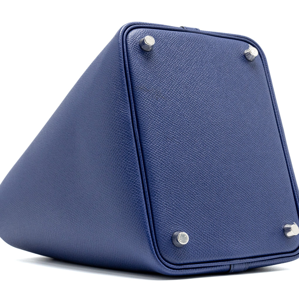 HERMES PICOTIN 18 LOCK BAG EPSOM BLUE ENCRE/ BRIQUE / BLACK SHW