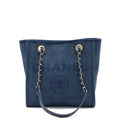 CHANEL SMALL DEAUVILLE TOTE BAG DENIM BLUE SHW