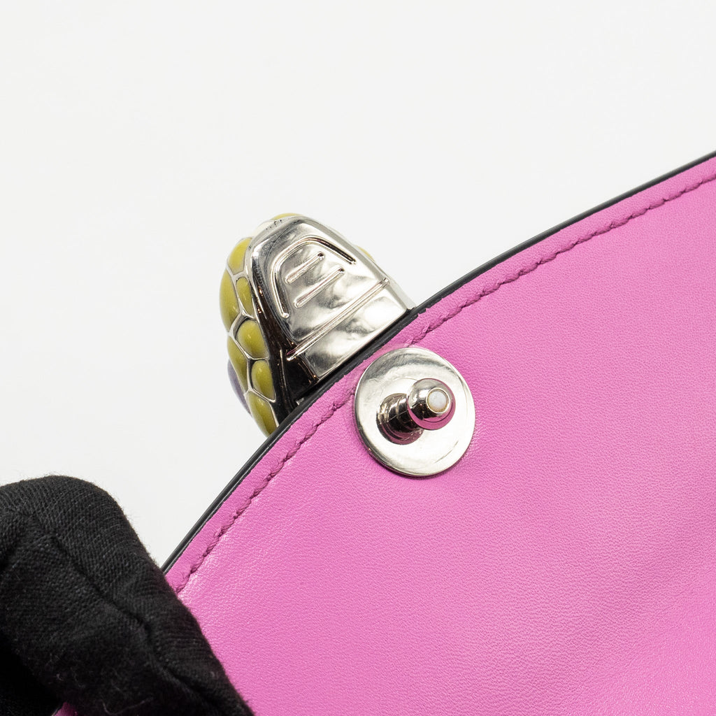 BVLGARI SERPENTI FOREVER CLUTCH WITH CHAIN CALFSKIN PINK SHW
