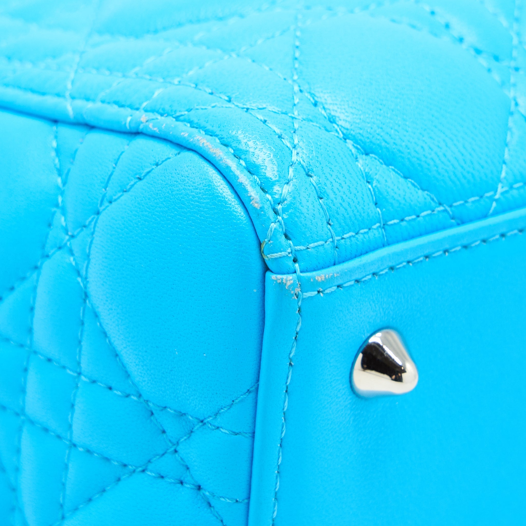 DIOR MEDIUM LADY DIOR LAMBSKIN LIGHT BLUE SHW