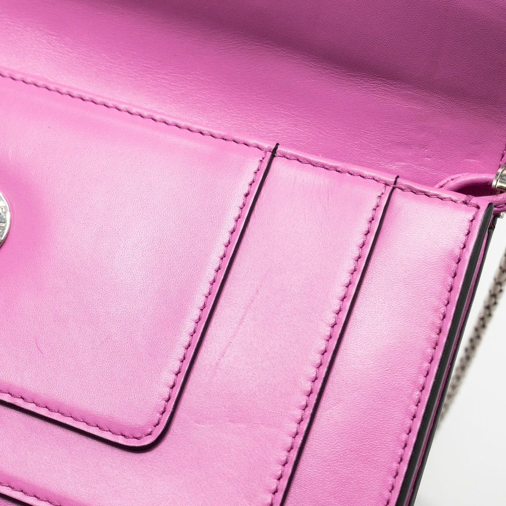 BVLGARI SERPENTI FOREVER CLUTCH WITH CHAIN CALFSKIN PINK SHW