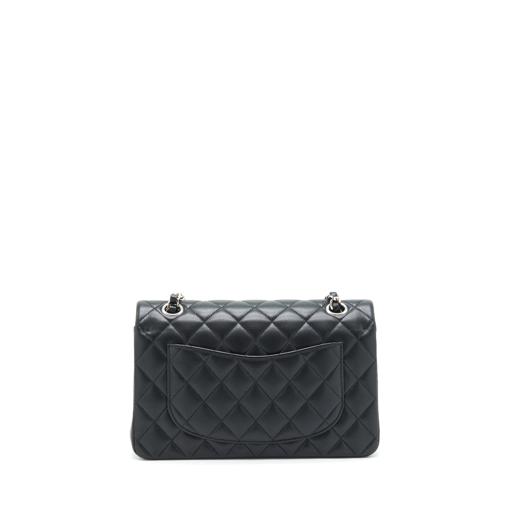 CHANEL SMALL CLASSIC DOUBLE FLAP BAG LAMBSKIN BLACK SHW