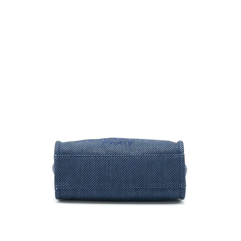 CHANEL SMALL DEAUVILLE TOTE BAG DENIM BLUE SHW