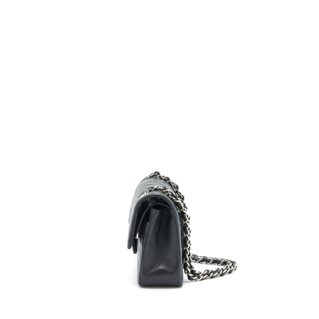 CHANEL SMALL CLASSIC DOUBLE FLAP BAG LAMBSKIN BLACK SHW