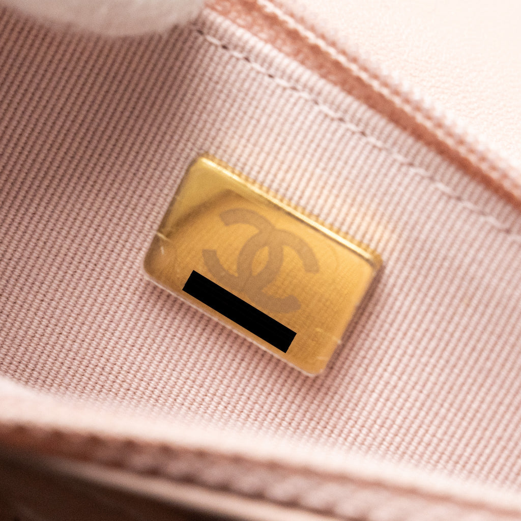 CHANEL TRENDY CC QUILTED WALLET ON CHAIN LAMBSKIN LIGHT PINK LGHW (MICROCHIP)