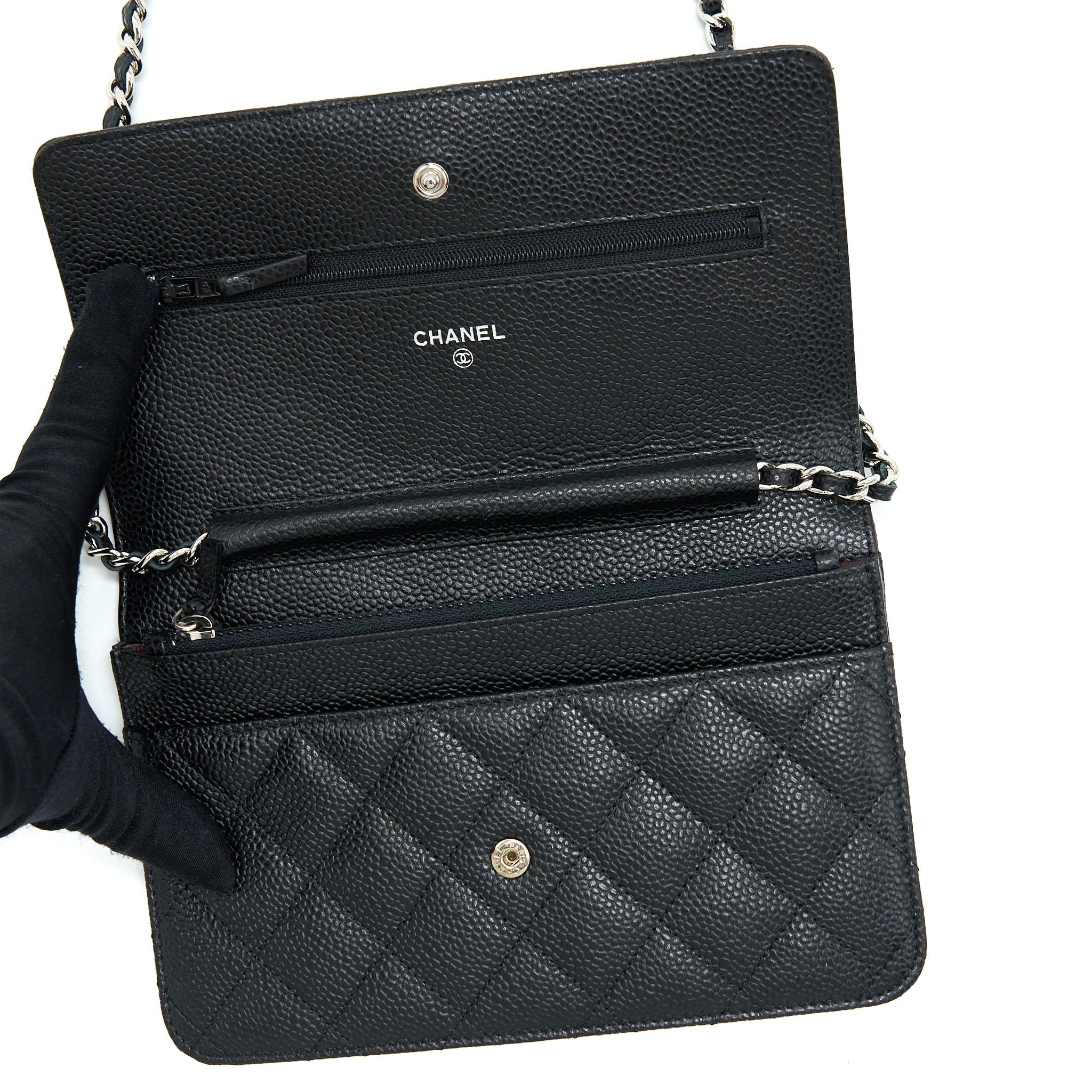 CHANEL CLASSIC WALLET ON CHAIN CAVIAR BLACK SHW