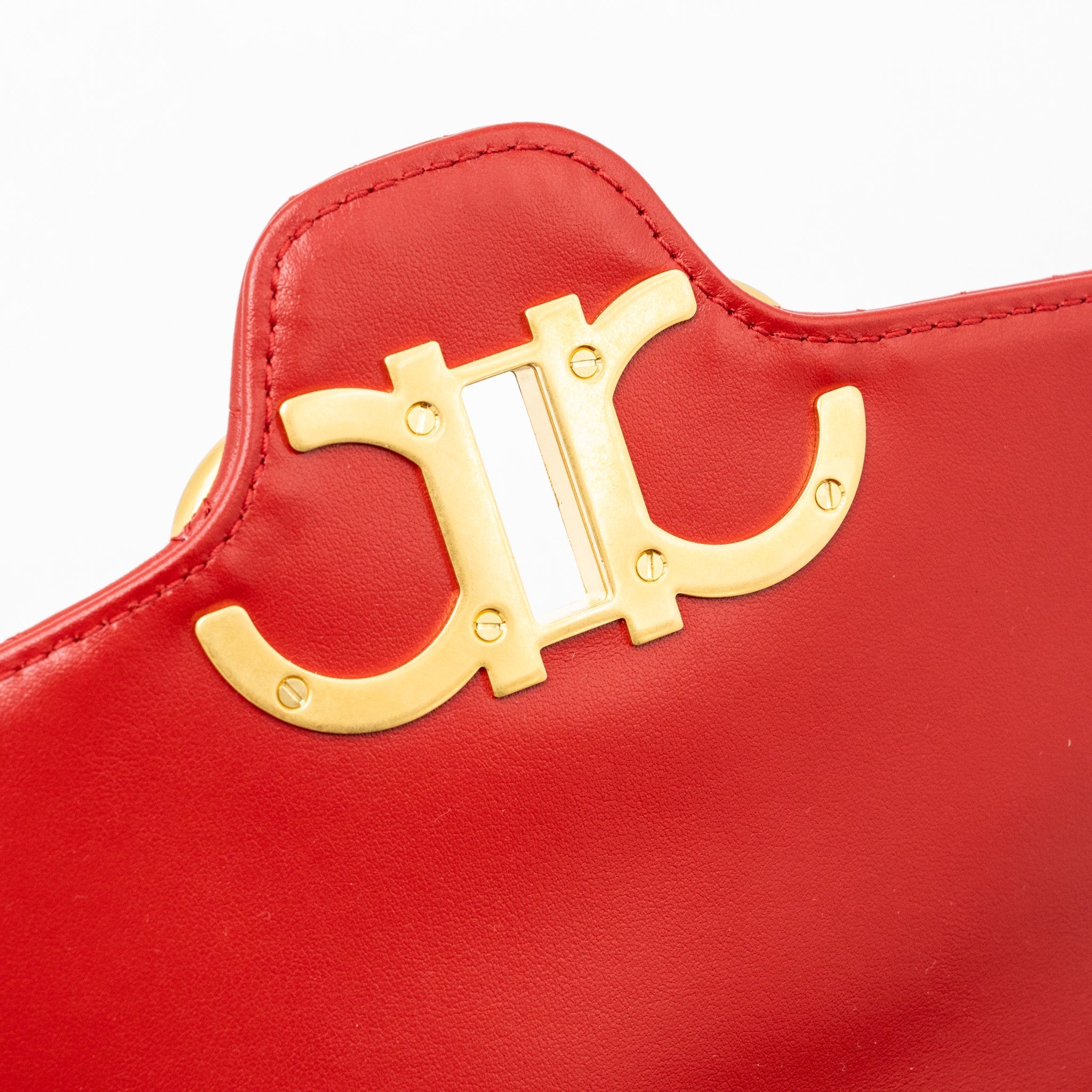 SALVATORE FERRAGAMO GLANCING SHOULDER BAG CALFSKIN RED GHW