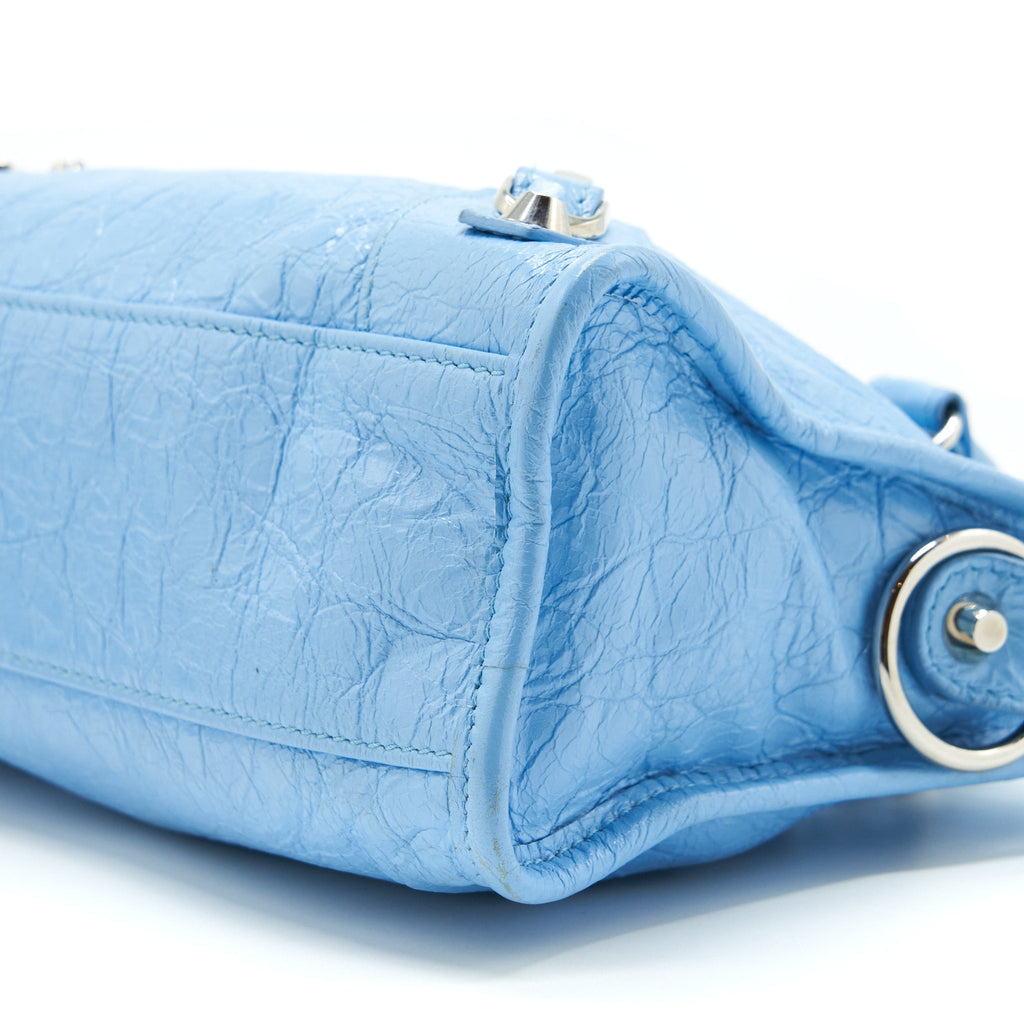 BALENCIAGA MINI CITY BAG LIGHT BLUE SHW