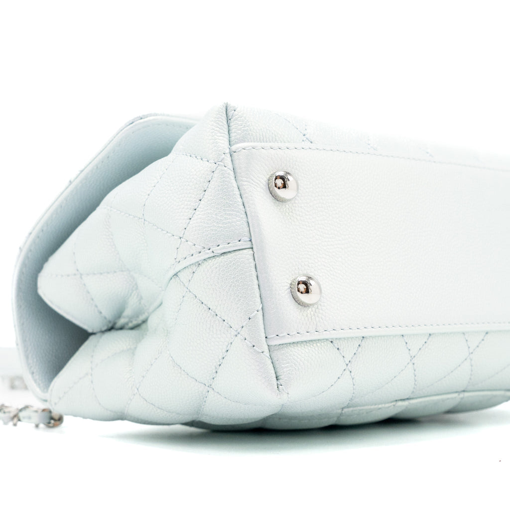 CHANEL SMALL COCO HANDLE CAVIAR IRIDESCENT LIGHT BLUE MULTICOLOUR HARDWARE (MICROCHIP)
