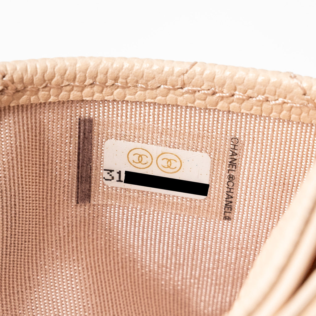 CHANEL CLASSIC CARD HOLDER CAVIAR LIGHT BEIGE LGHW