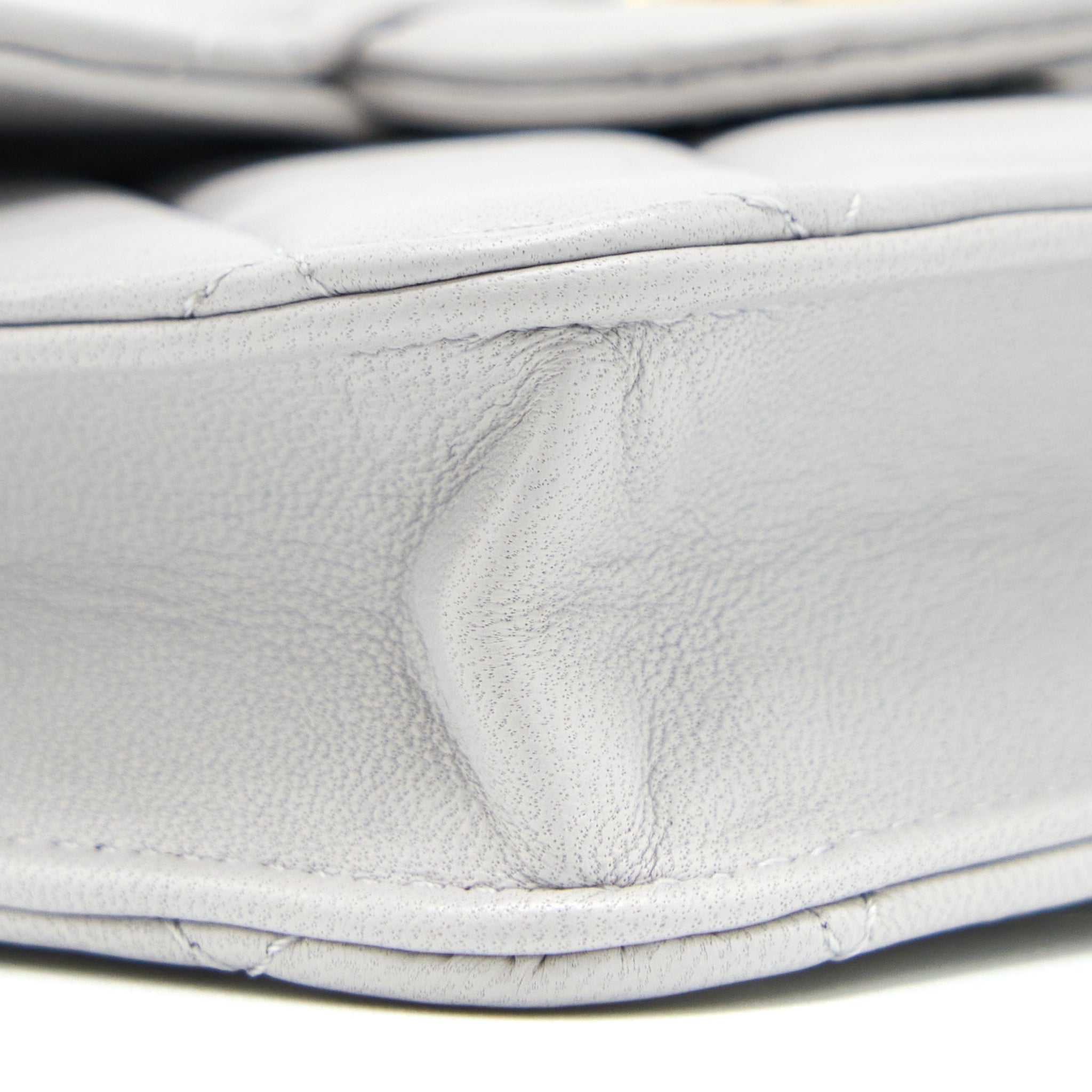 CHANEL MINI TOP HANDLE FLAP BAG LAMBSKIN LIGHT GREY BRUSHED GHW