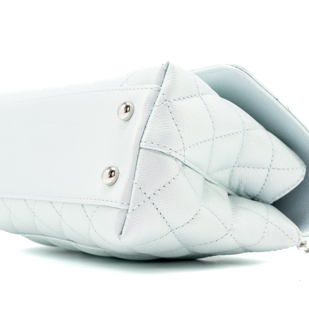 CHANEL SMALL COCO HANDLE CAVIAR IRIDESCENT LIGHT BLUE MULTICOLOUR HARDWARE (MICROCHIP)